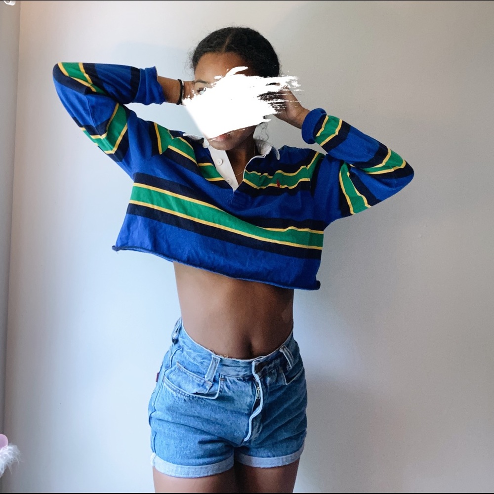 polo long sleeve crop top